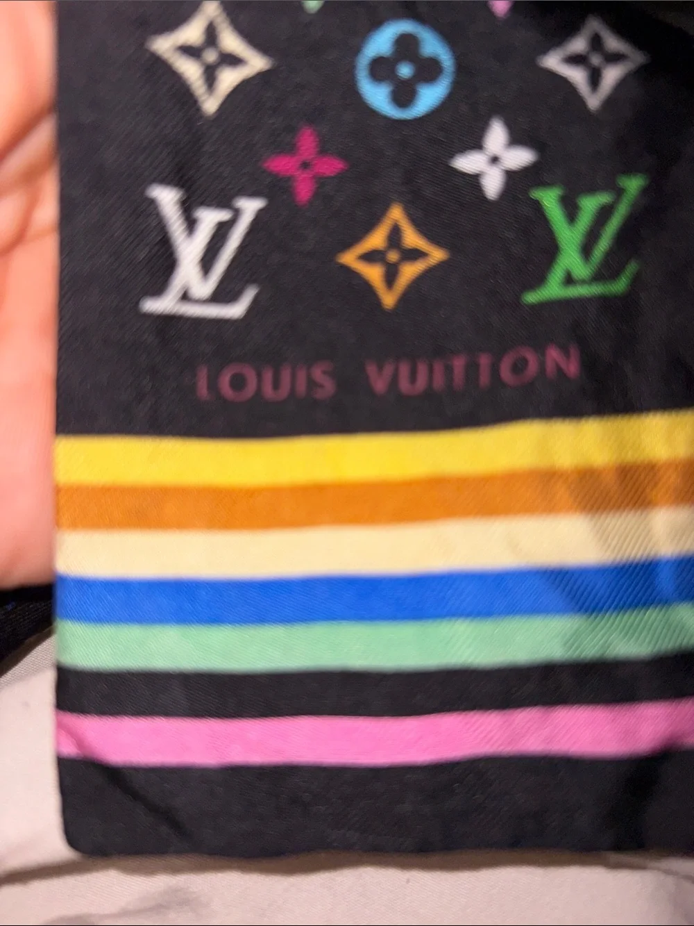 Louis Vuitton x Takashi Murakami Bandeau Silk Scarf- Authentic